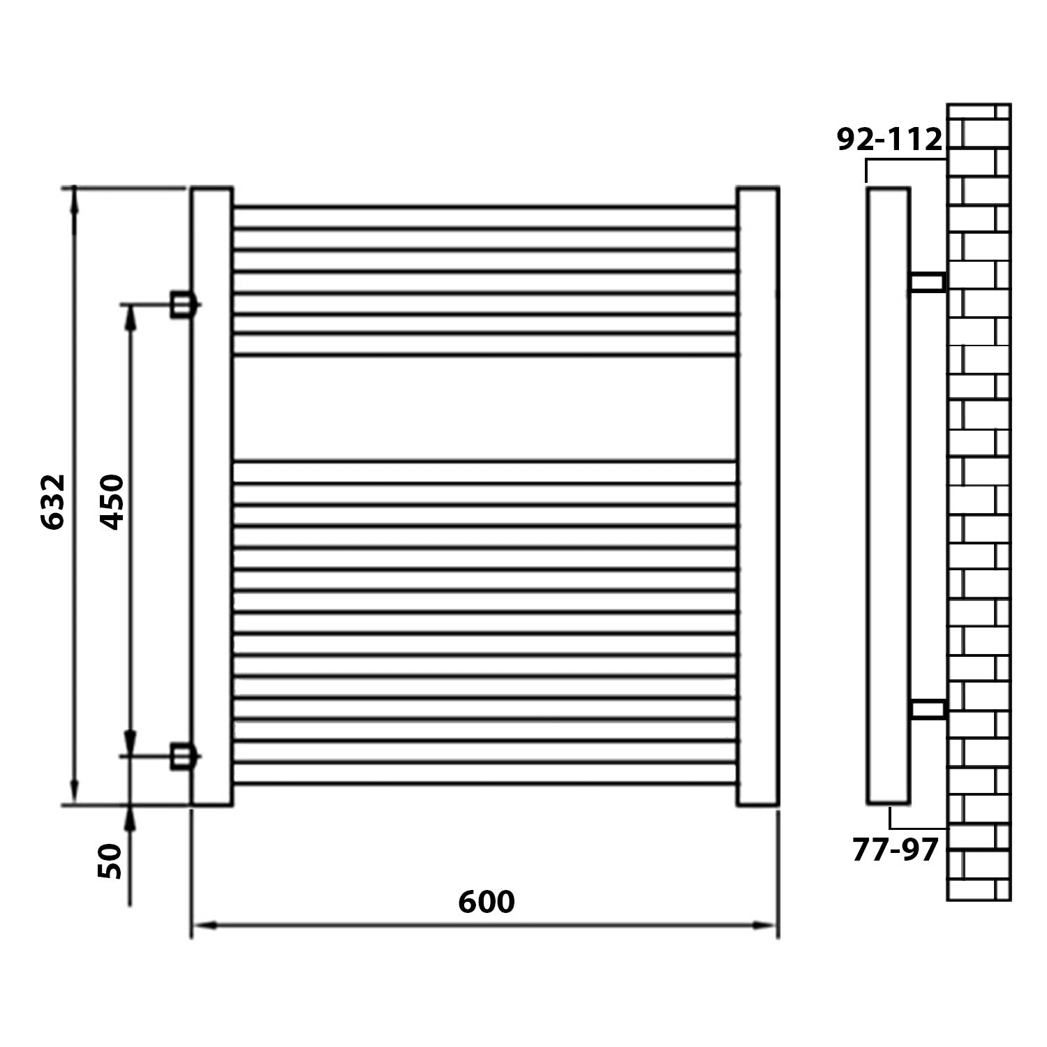 Remplacement du radiateur de salle de bain, radiateur blanc, connexion côté gauche droit 