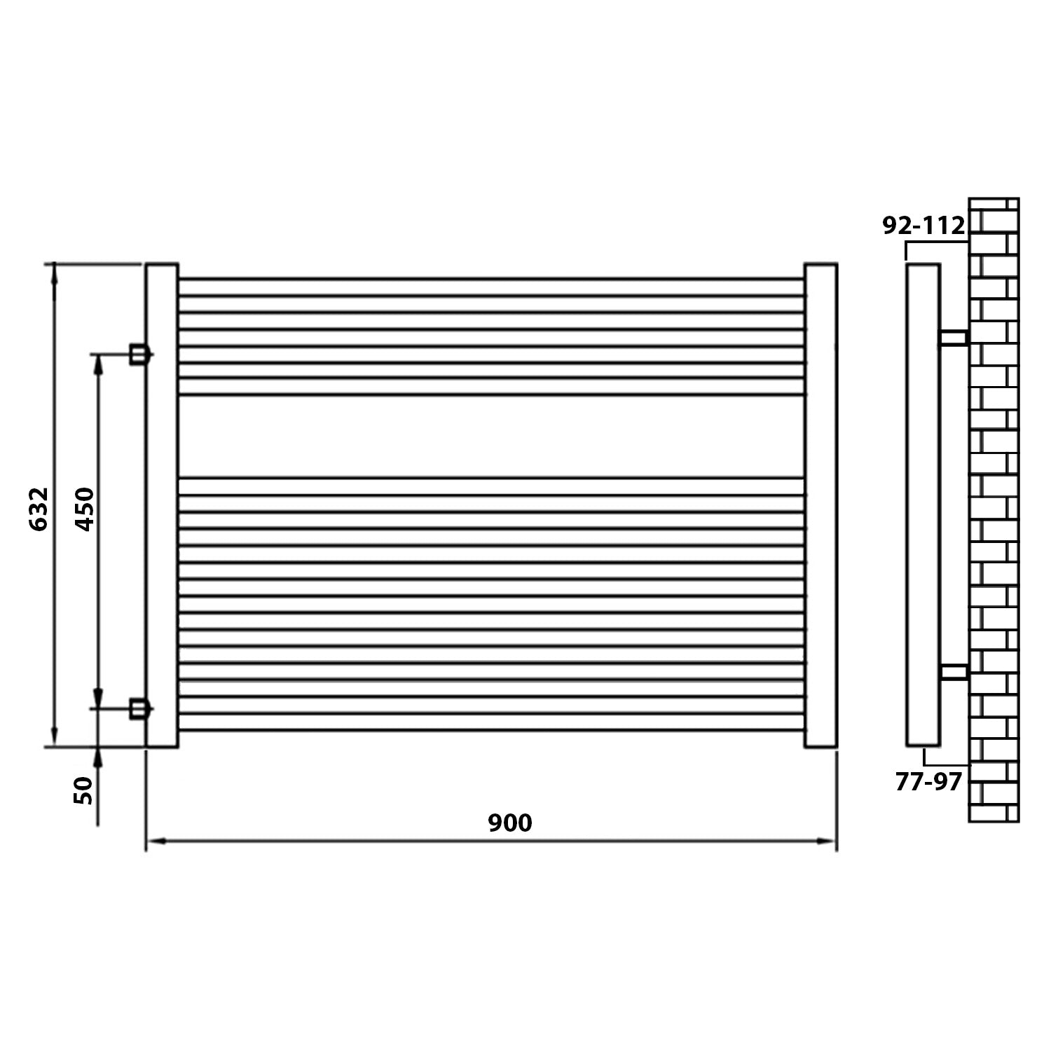 Remplacement du radiateur de salle de bain, radiateur blanc, connexion côté gauche droit 