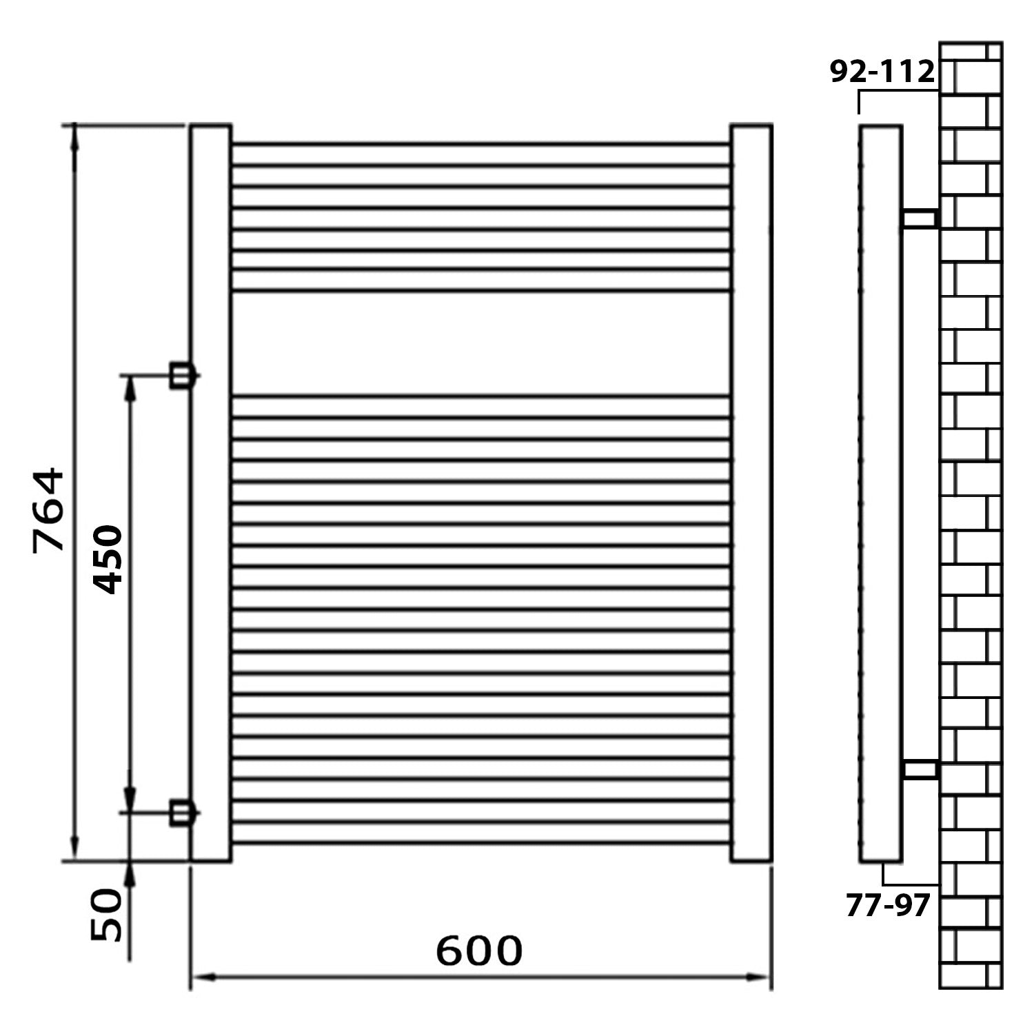 Badheizkörper Austauschheizkörper weiß links rechts Seitenanschluss