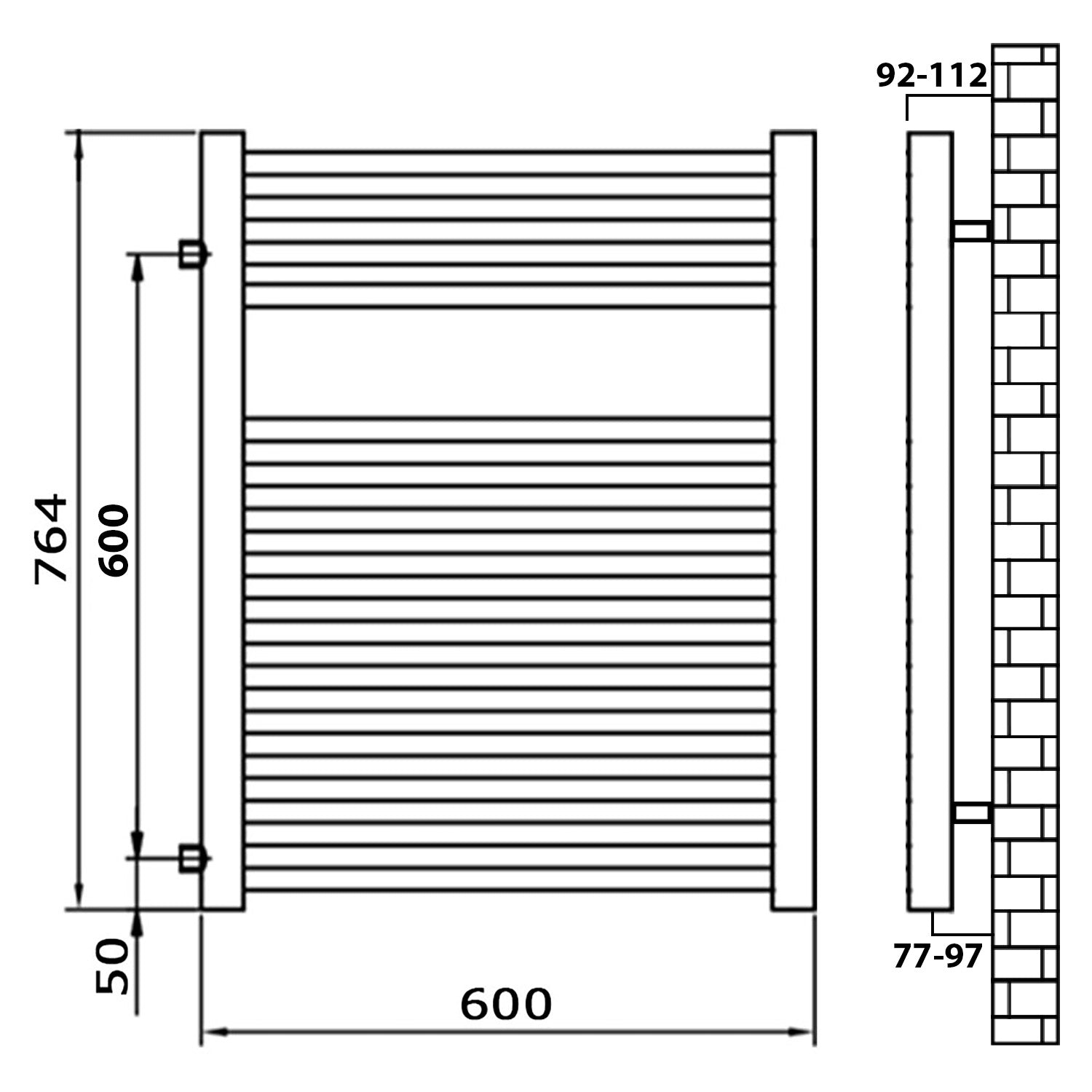 Badheizkörper Austauschheizkörper weiß links rechts Seitenanschluss