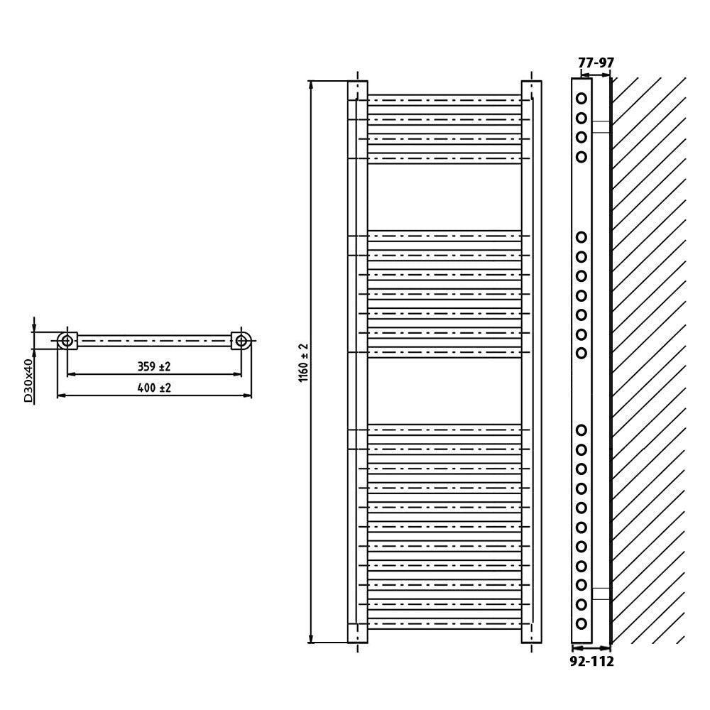 Badheizkörper elektrisch mit analogem Thermostat
