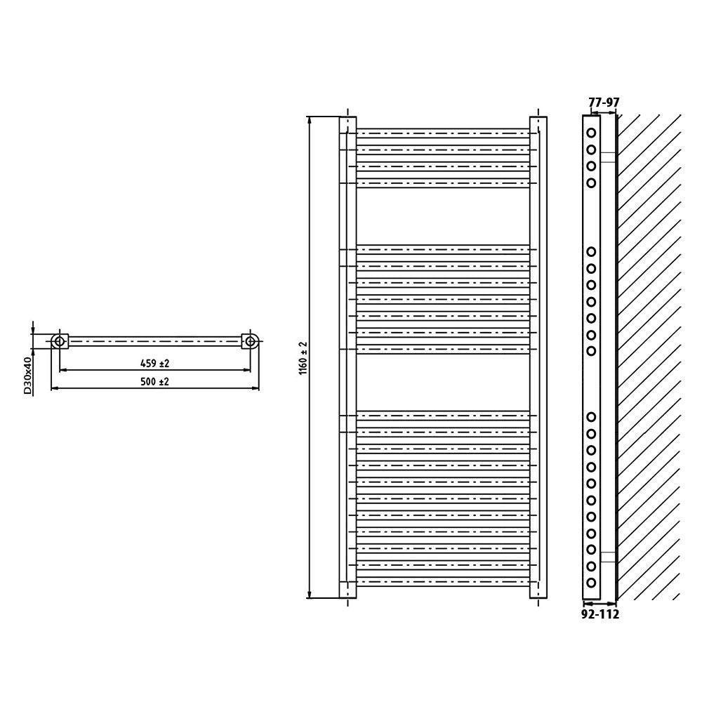 Badheizkörper elektrisch mit analogem Thermostat