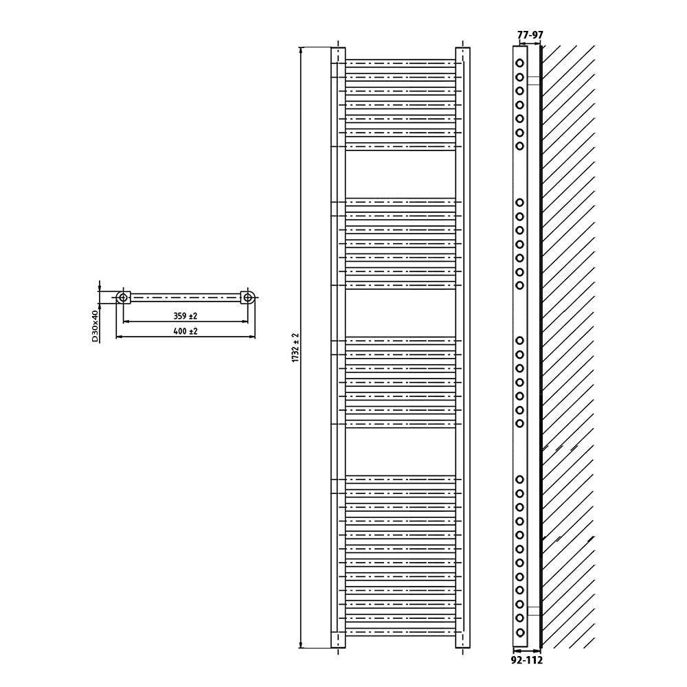 Badheizkörper elektrisch mit analogem Thermostat