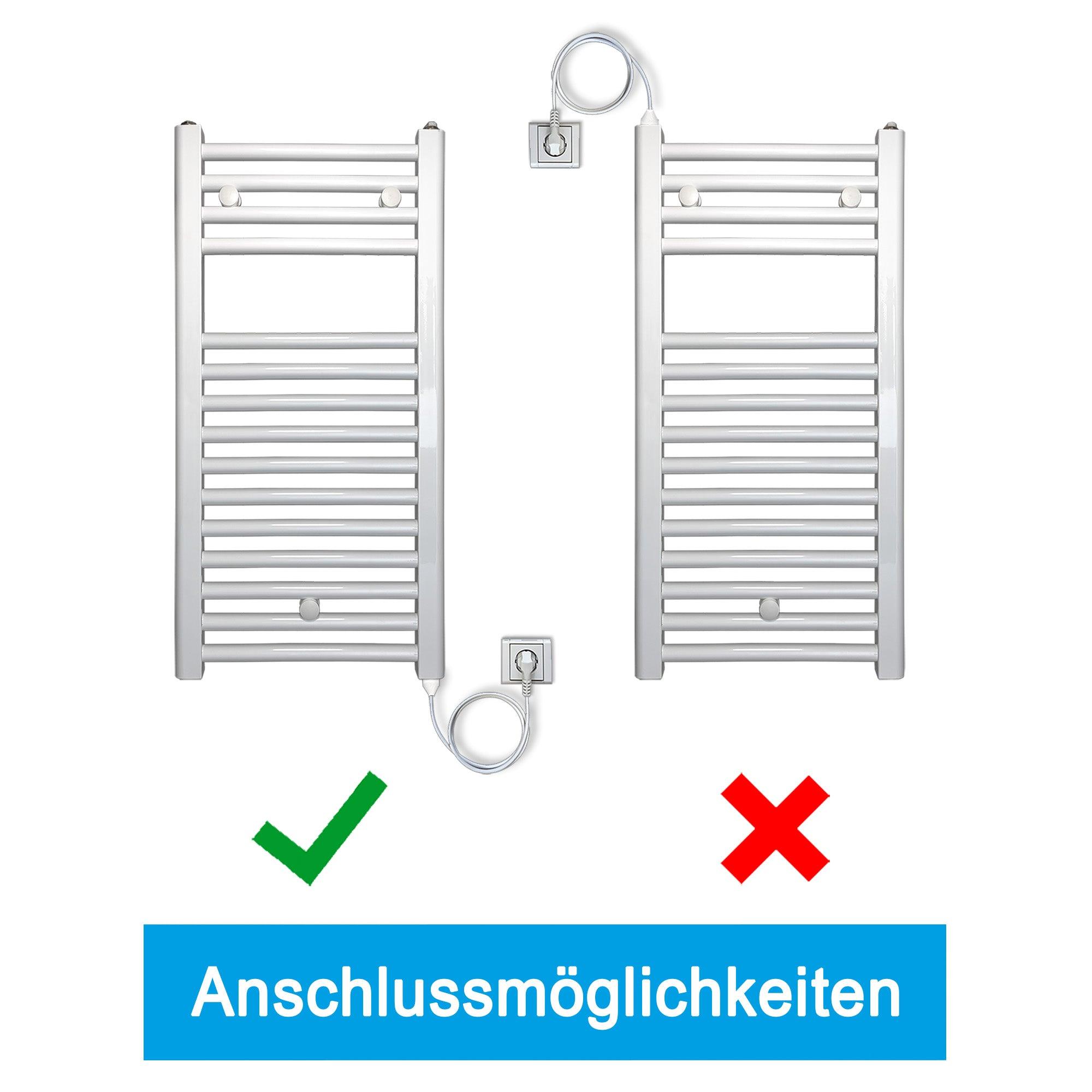 Heizstab mit Stecker elektronisch für Badheizkörper und Raumheizkörper Anschlussmöglichkeiten - heizkoerper.shop