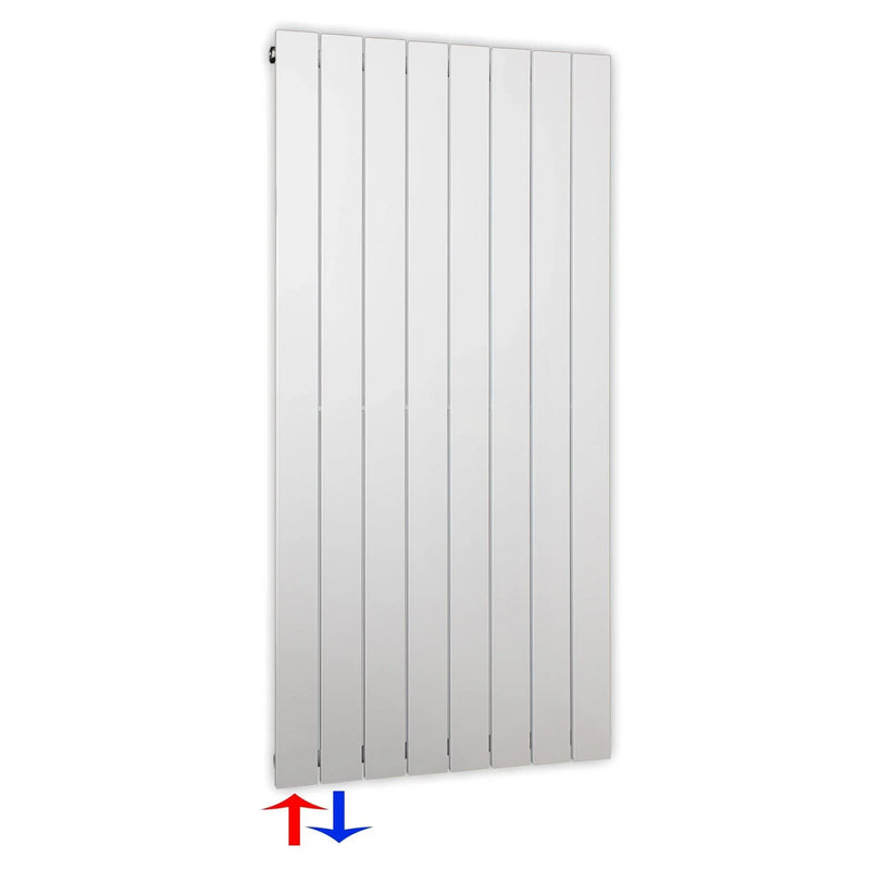 Flachheizkörper 1200 x 602 mit Anschluss links | mit versetztem Mittelanschluss flach - heizkoerper.shop