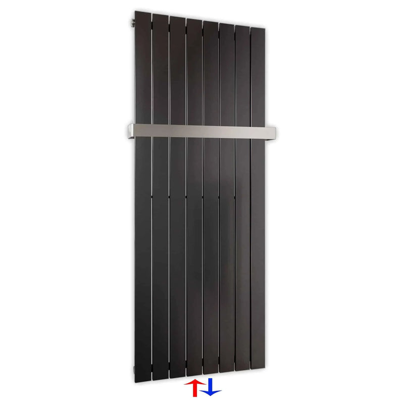 Flachheizkörper mit Mittelanschluss 1500 x 602 mit Handtuchstange anthrazit Heizkörper Badheizkörper flach - heizkoerper.shop