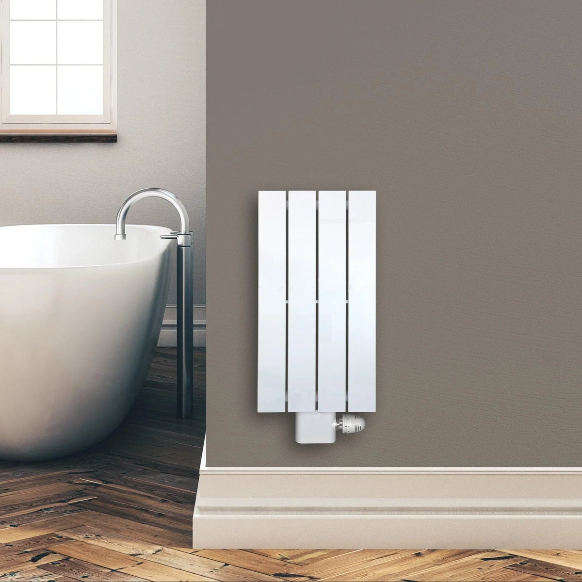 Flachheizkörper 600 x 298 mm mit Mittelanschluss weiß Heizkörper Heizung im Badezimmer - heizkoerper.shop