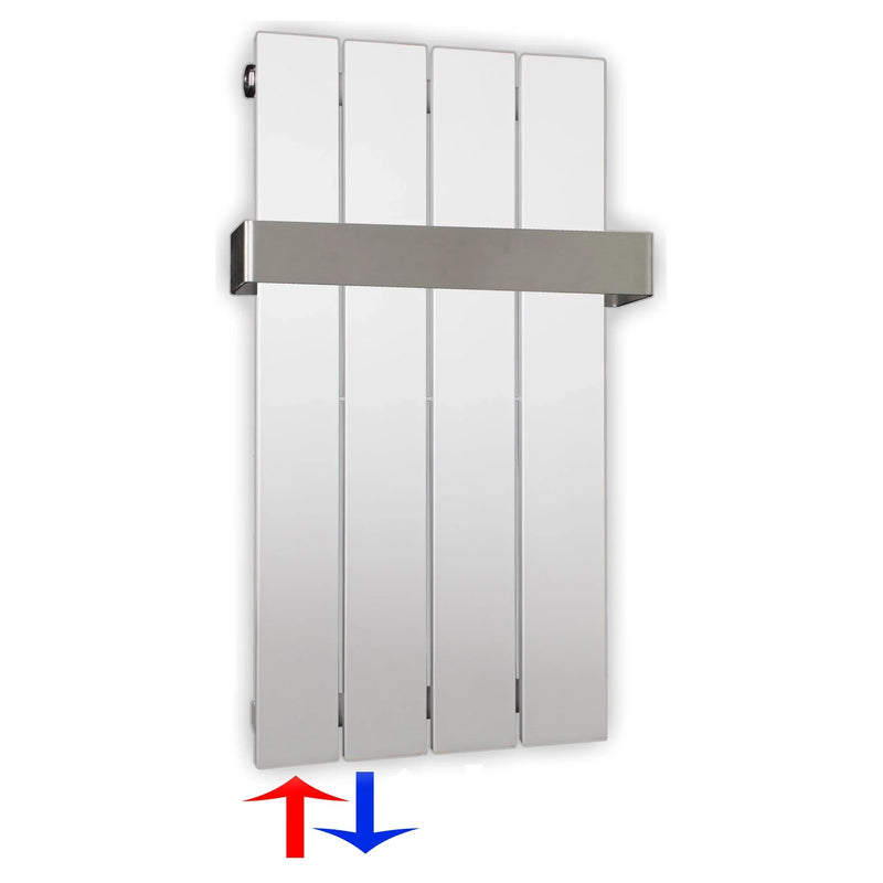 Design Paneelheizkörper 600 x 298 Handtuchstange Bad Flachheizkörper Anschluss links versetztem Mittelanschluss flach - heizkoerper.shop
