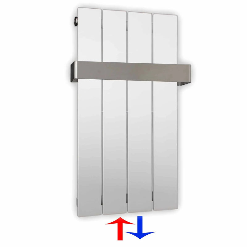 Design Paneelheizkörper vertikal 600 x 298 mit Handtuchstange weiß Heizkörper Badheizkörper flach Badezimmer Heizung - heizkoerper.shop