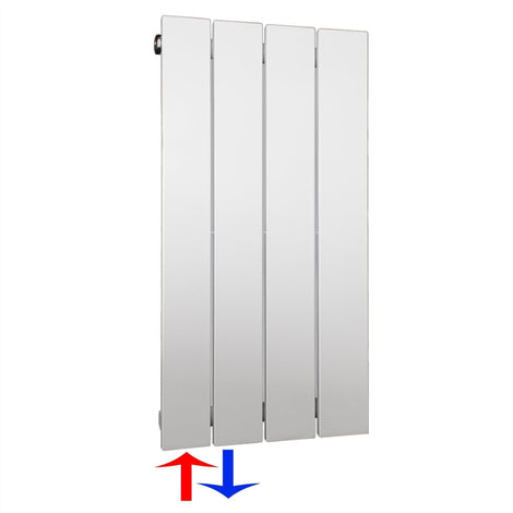 Flachheizkörper 600 x 298 mit Anschluss links | mit versetztem Mittelanschluss flach - heizkoerper.shop