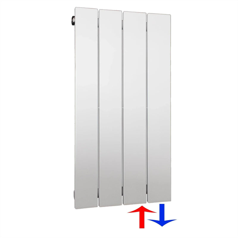 Flachheizkörper 600 x 298 mit Anschluss rechts | mit versetztem Mittelanschluss flach - heizkoerper.shop