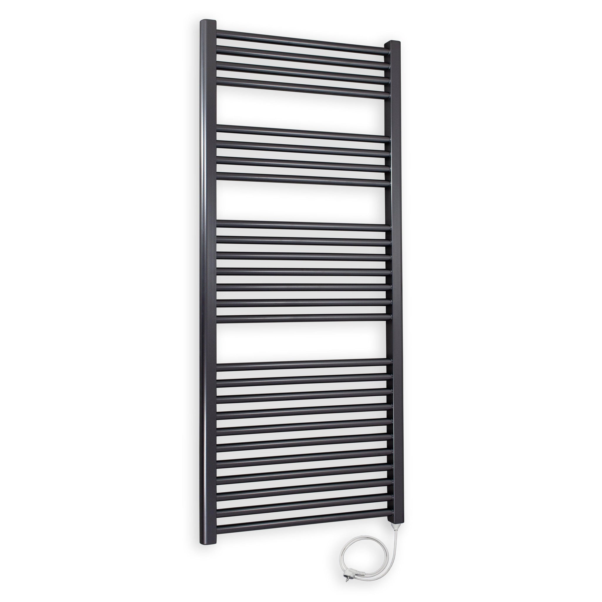 Badheizkörper gerade mit Stecker 1424 x 500 anthrazit Elektroheizkörper Handtuchwärmer elektrischer Handtuchhalter Badezimmer Heizung - heizkoerper.shop