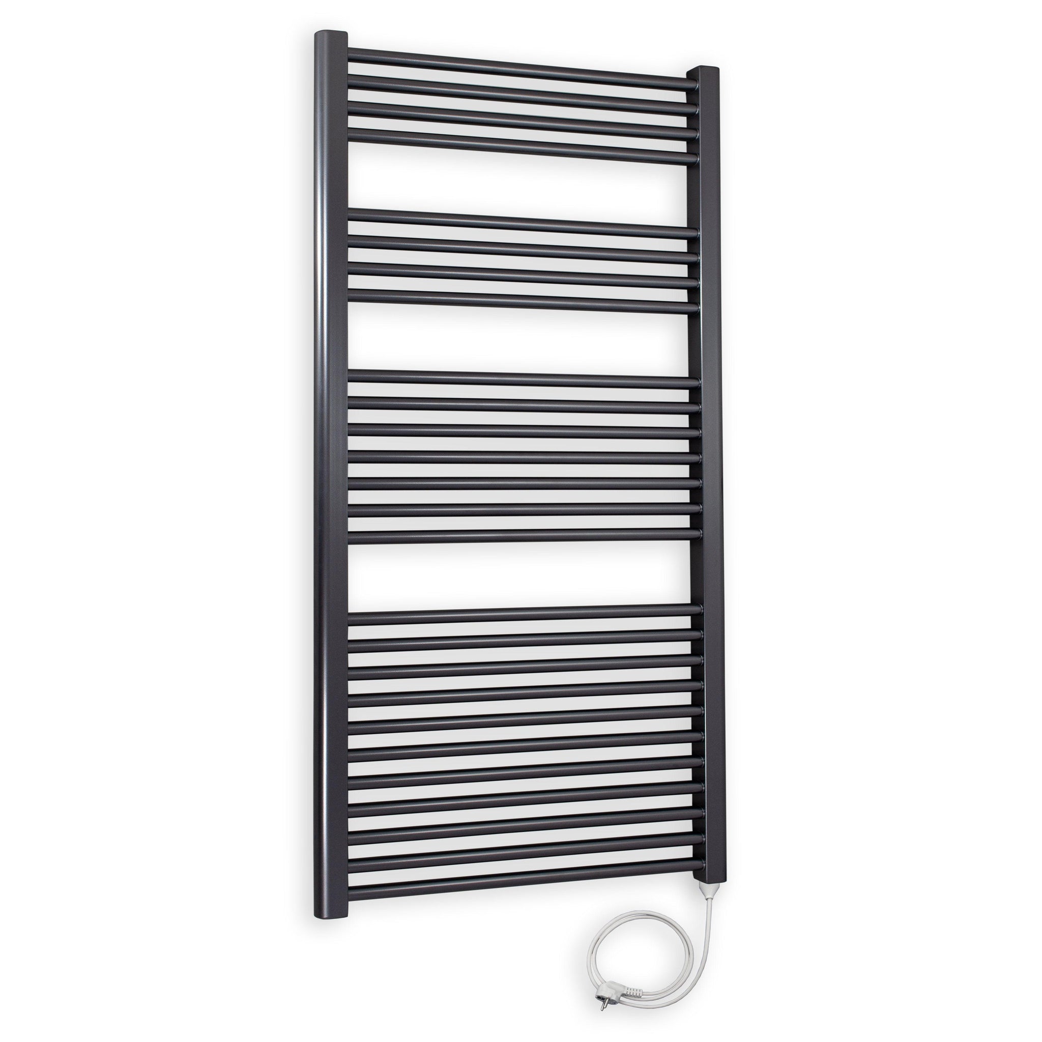 Badheizkörper gerade mit Stecker 1424 x 600 anthrazit Elektroheizkörper Handtuchwärmer elektrischer Handtuchhalter Badezimmer Heizung - heizkoerper.shop