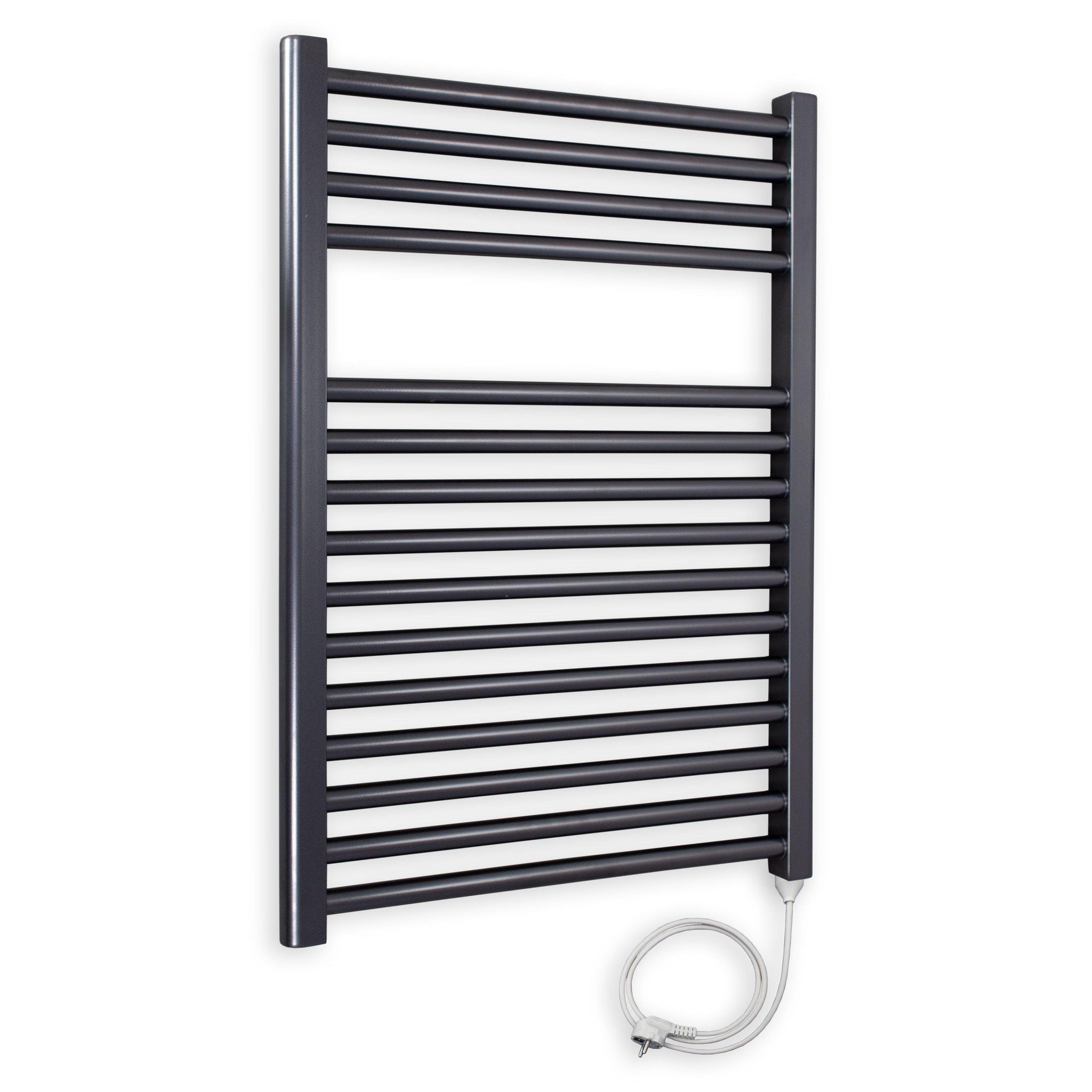Badheizkörper gerade mit Stecker 764 x 600 anthrazit Elektroheizkörper Handtuchwärmer elektrischer Handtuchhalter Badezimmer Heizung - heizkoerper.shop