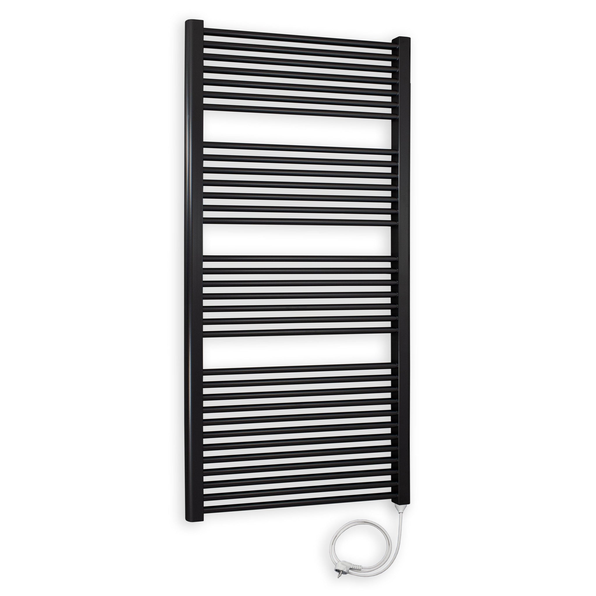 Badheizkörper gerade mit Stecker 1732 x 600 schwarz Elektroheizkörper Handtuchwärmer elektrischer Handtuchhalter Badezimmer Heizung - heizkoerper.shop