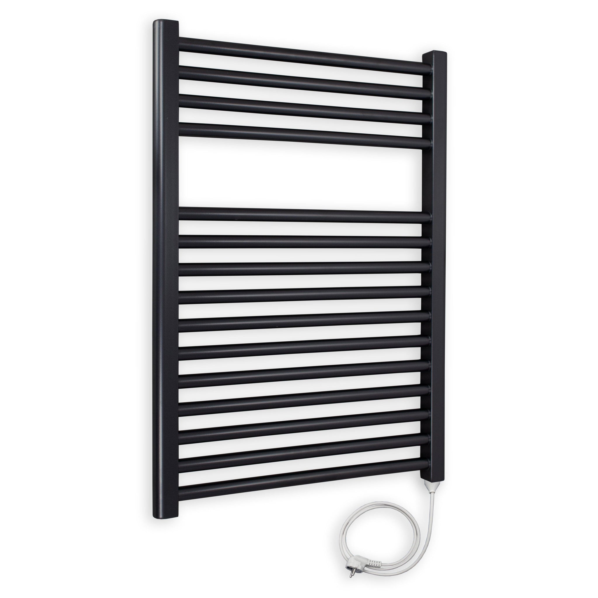 Badheizkörper gerade mit Stecker 764 x 600 schwarz Elektroheizkörper Handtuchwärmer elektrischer Handtuchhalter Badezimmer Heizung - heizkoerper.shop