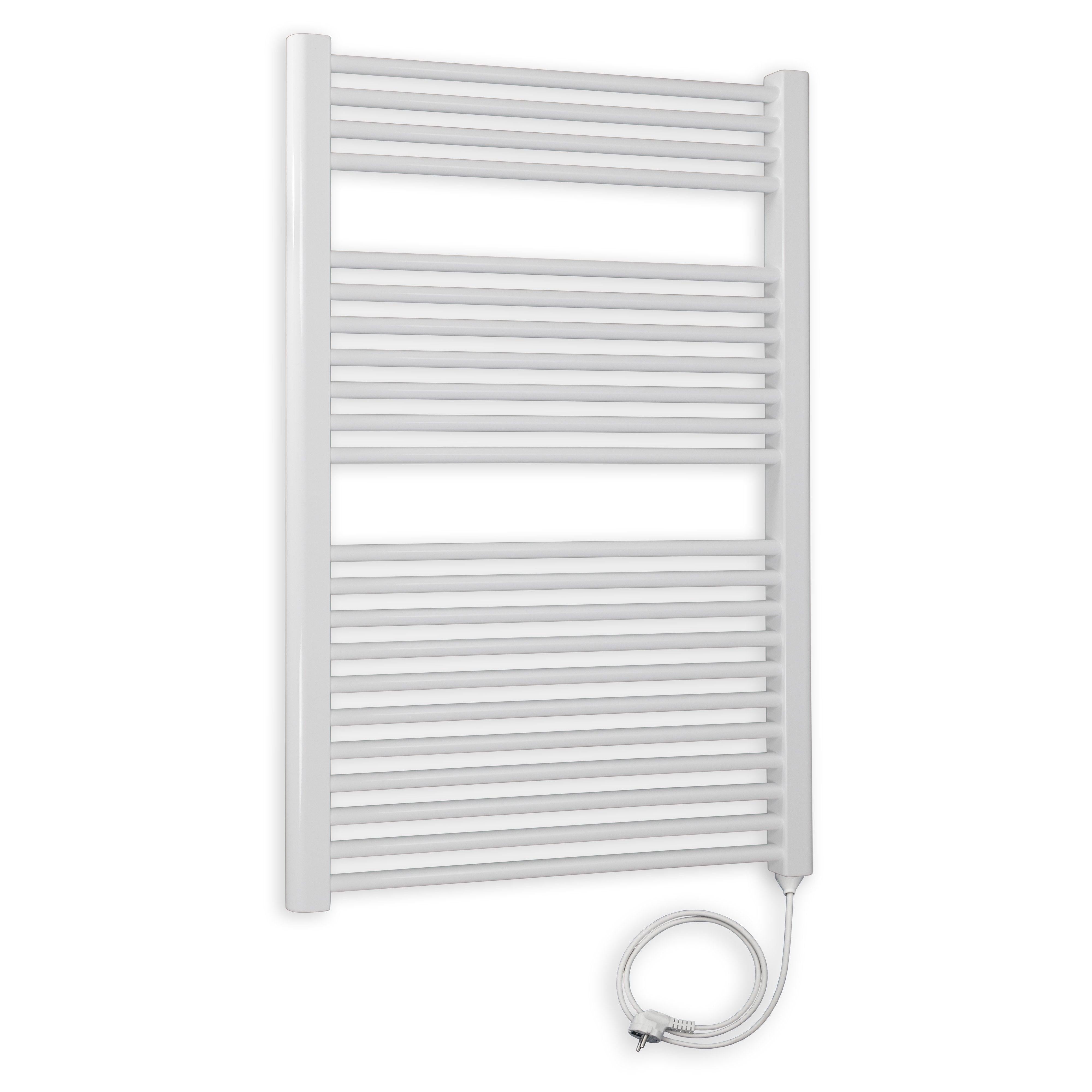 Badheizkörper gerade mit Stecker 1160 x 750 weiß Elektroheizkörper Handtuchwärmer elektrischer Handtuchhalter Badezimmer Heizung - heizkoerper.shop