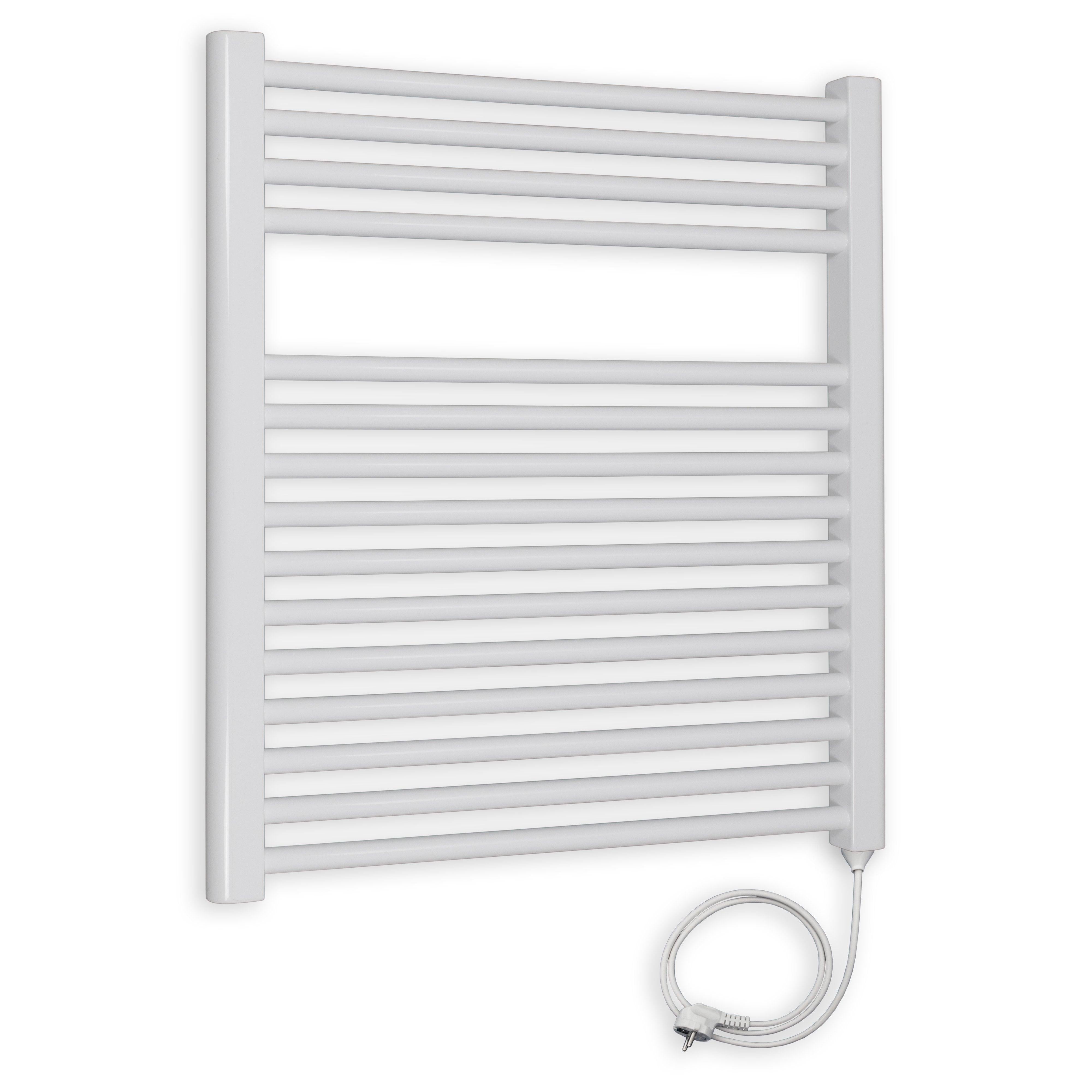 Badheizkörper gerade mit Stecker 764 x 750 weiß Elektroheizkörper Handtuchwärmer elektrischer Handtuchhalter Badezimmer Heizung - heizkoerper.shop