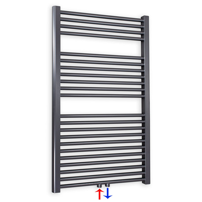 Badheizkörper gerade mit Mittenanschluss 1160 x 750 anthrazit Handtuchhalter Badezimmer Heizung Handtuchwärmer - heizkoerper.shop