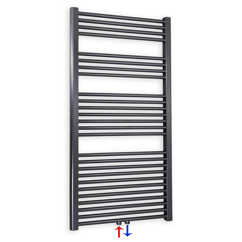 Badheizkörper gerade mit Mittenanschluss 1424 x 750 anthrazit Handtuchhalter Badezimmer Heizung Handtuchwärmer - heizkoerper.shop