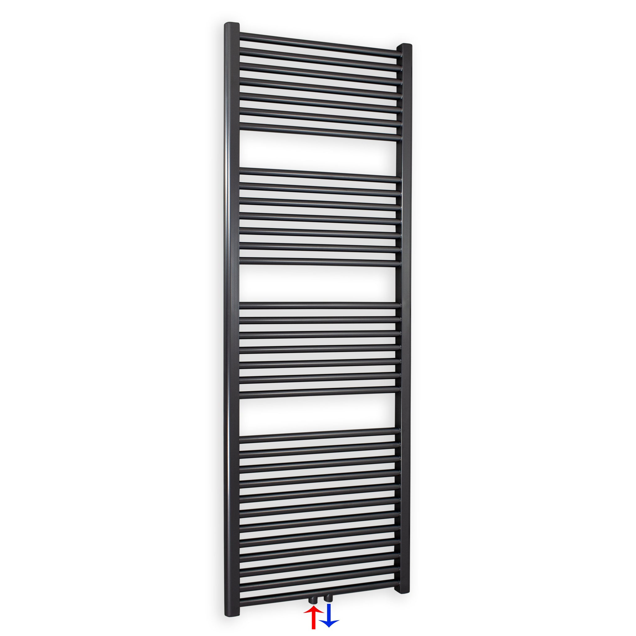 Badheizkörper gerade mit Mittenanschluss 1732 x 600 anthrazit Handtuchhalter Badezimmer Heizung Handtuchwärmer - heizkoerper.shop