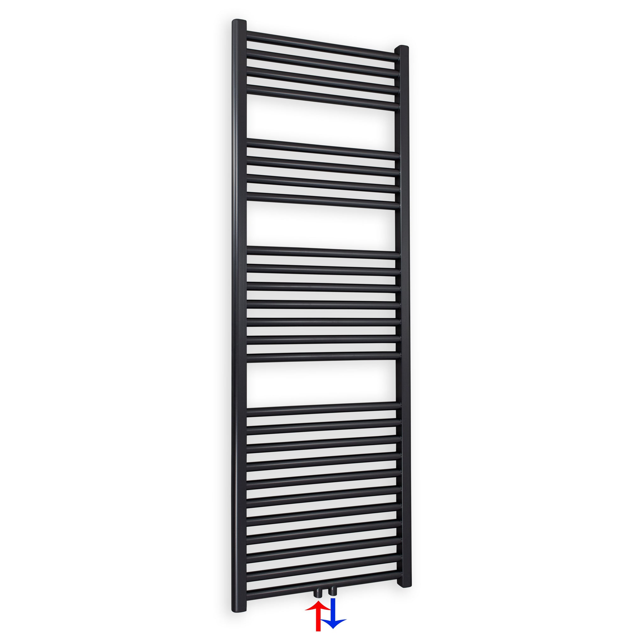 Badheizkörper gerade mit Mittenanschluss 1424 x 400 schwarz Handtuchhalter Badezimmer Heizung Handtuchwärmer - heizkoerper.shop