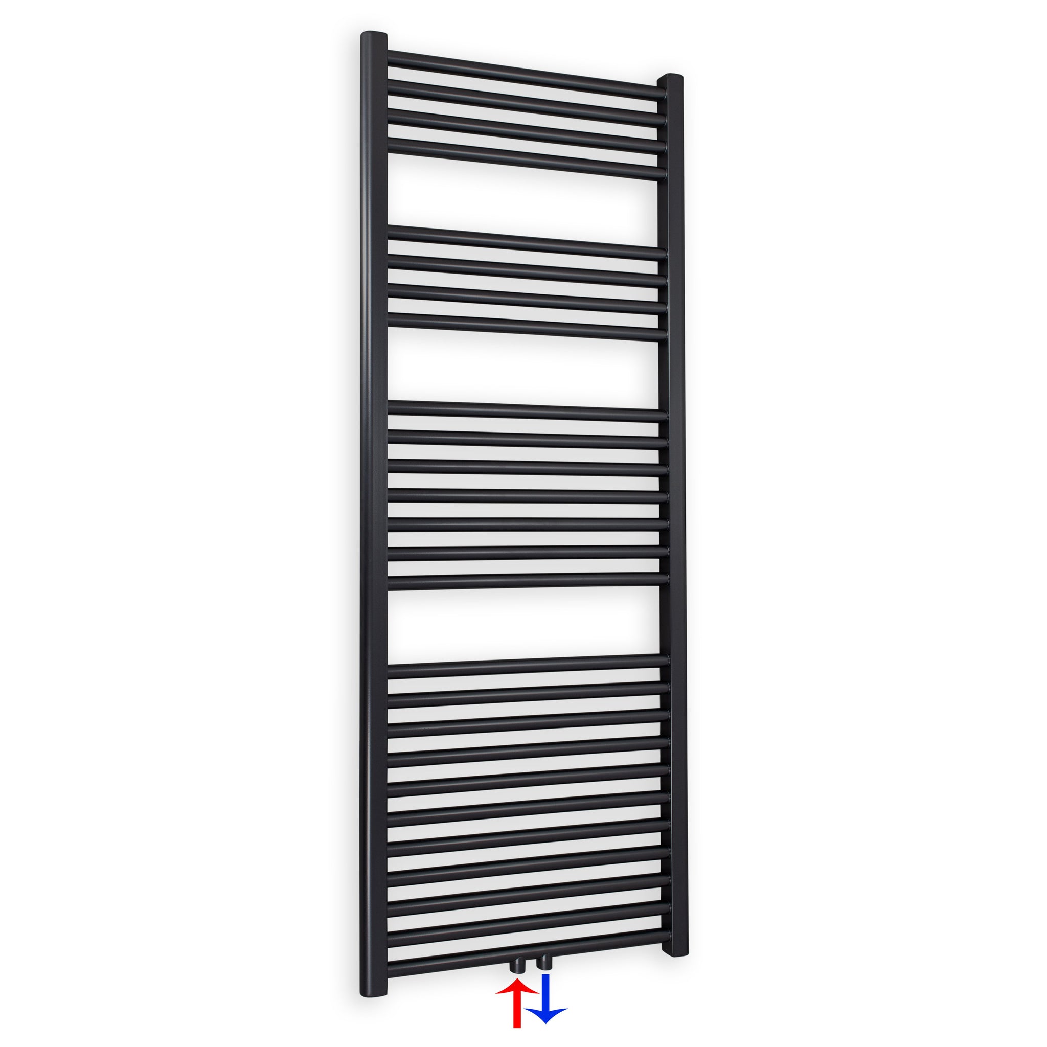 Badheizkörper gerade mit Mittenanschluss 1424 x 600 schwarz Handtuchhalter Badezimmer Heizung Handtuchwärmer - heizkoerper.shop