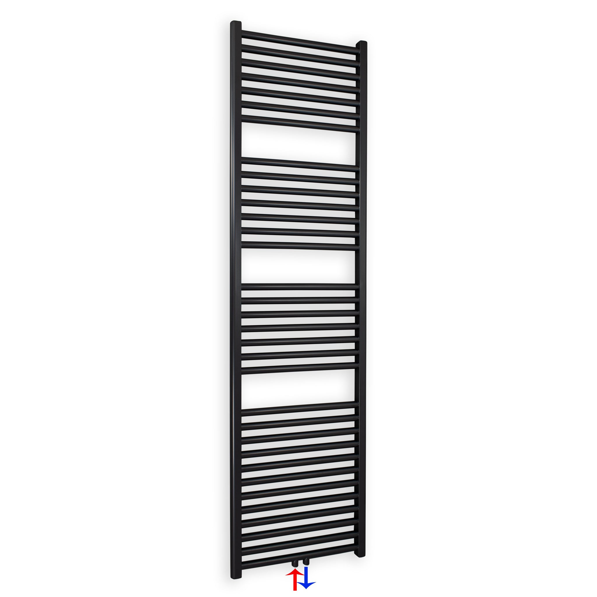 Badheizkörper gerade mit Mittenanschluss 1732 x 400 schwarz Handtuchhalter Badezimmer Heizung Handtuchwärmer - heizkoerper.shop