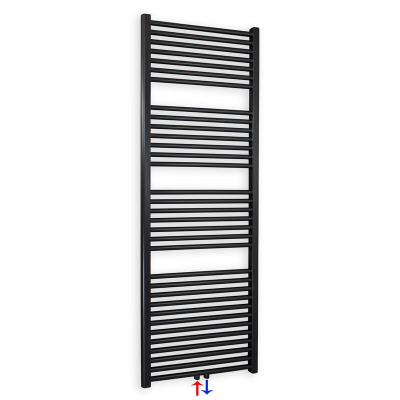 Badheizkörper gerade mit Mittenanschluss 1732 x 600 schwarz Handtuchhalter Badezimmer Heizung Handtuchwärmer - heizkoerper.shop