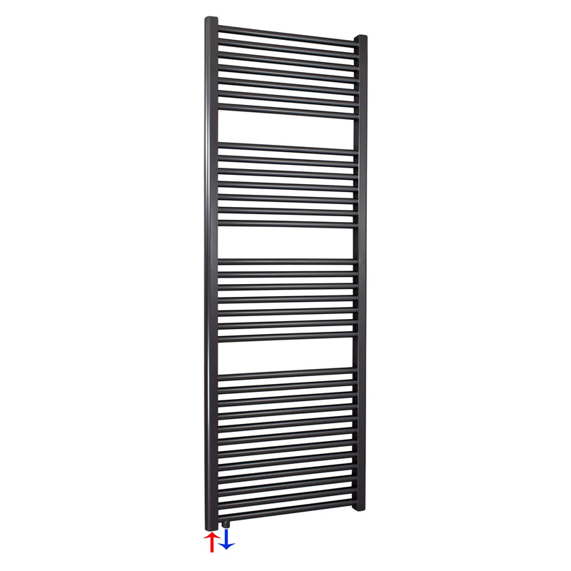 Badheizkörper anthrazit 1732 x 500 Handtuchheizkörper mit Anschluss links oder rechts | mit versetztem Mittelanschluss - heizkoerper.shop