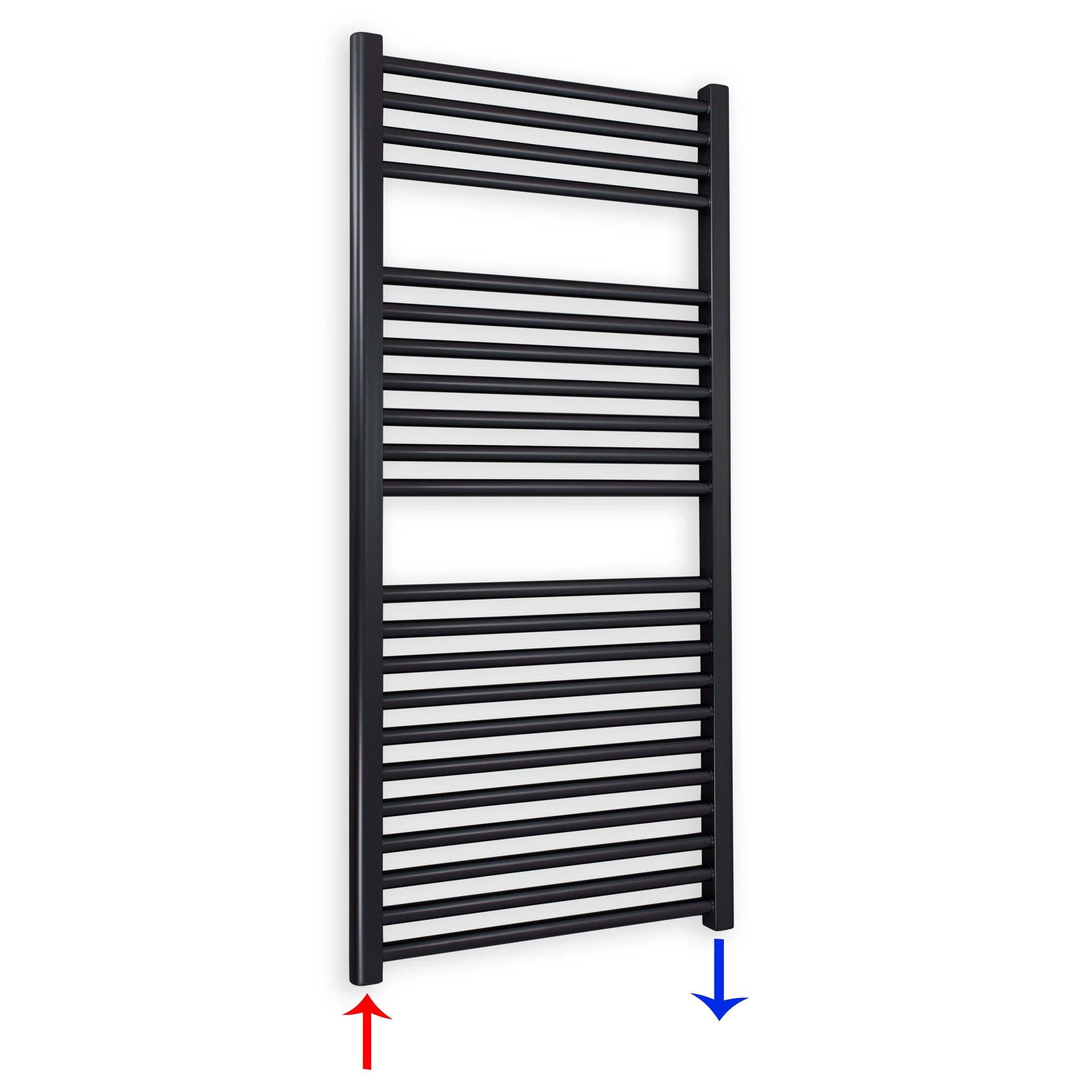 Badheizkörper gerade mit Standardanschluss 1160 x 600 schwarz Handtuchhalter Badezimmer Heizung Handtuchwärmer - heizkoerper.shop