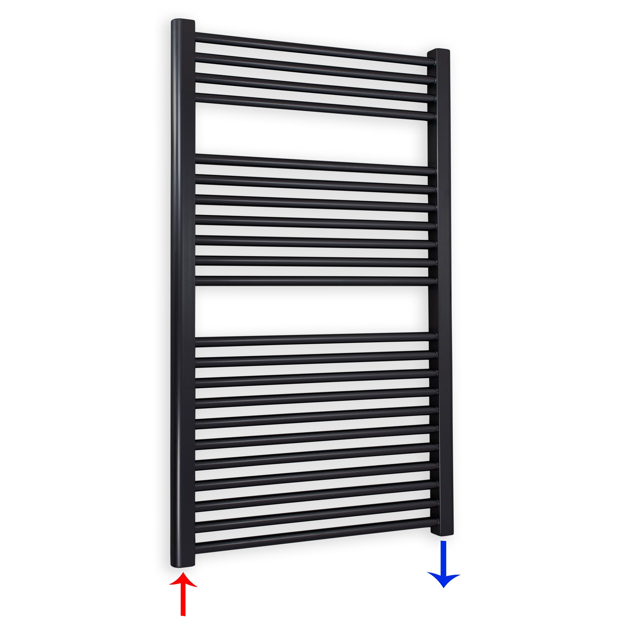 Badheizkörper gerade mit Standardanschluss 1160 x 750 schwarz Handtuchhalter Badezimmer Heizung Handtuchwärmer - heizkoerper.shop