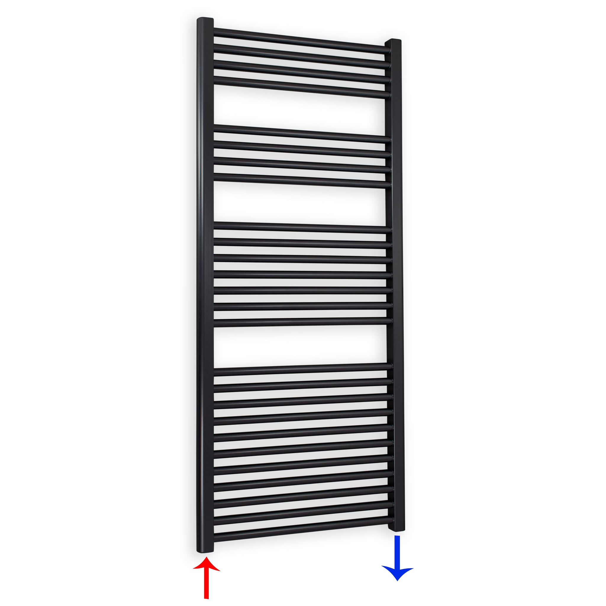 Badheizkörper gerade mit Standardanschluss 1424 x 600 schwarz Handtuchhalter Badezimmer Heizung Handtuchwärmer - heizkoerper.shop