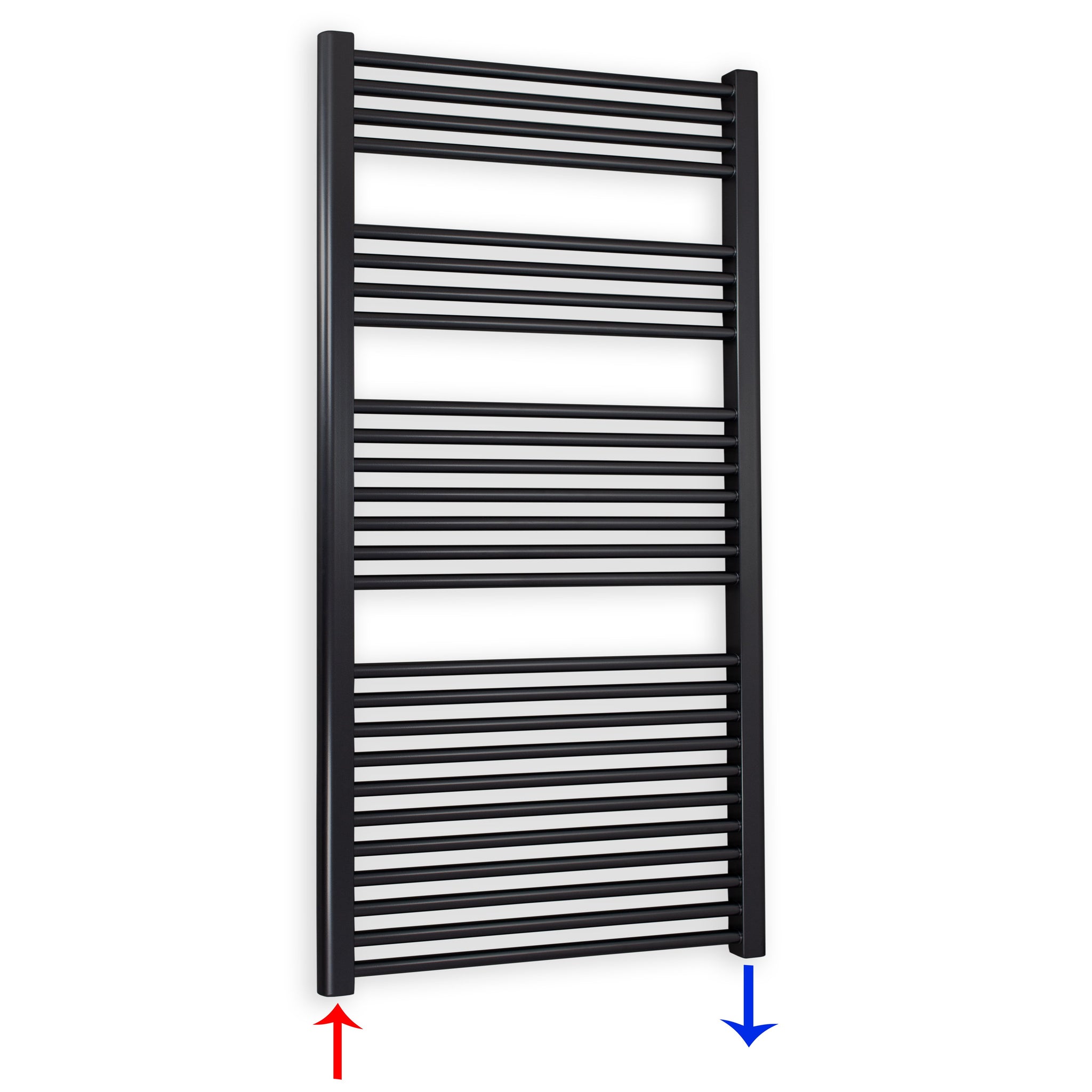 Badheizkörper gerade mit Standardanschluss 1424 x 750 schwarz Handtuchhalter Badezimmer Heizung Handtuchwärmer - heizkoerper.shop