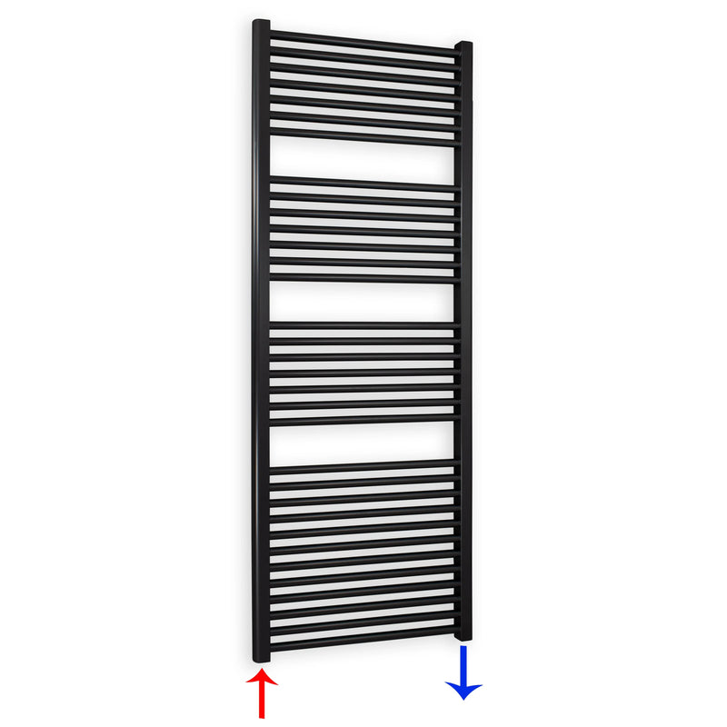 Badheizkörper gerade mit Standardanschluss 1732 x 600 schwarz Handtuchhalter Badezimmer Heizung Handtuchwärmer - heizkoerper.shop