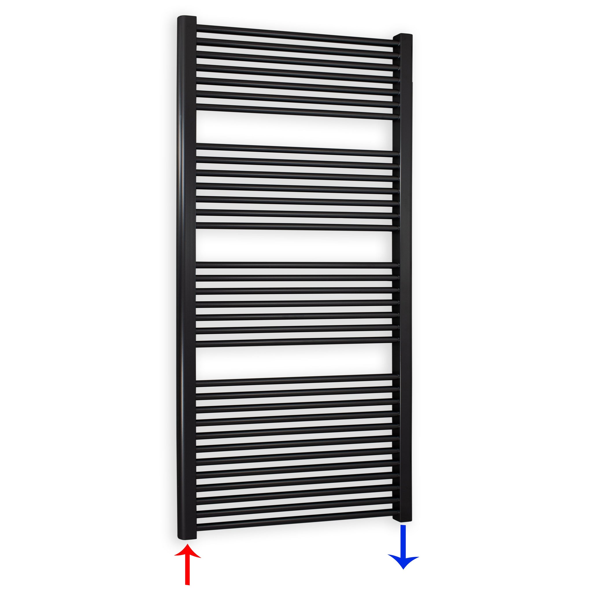 Badheizkörper gerade mit Standardanschluss 1732 x 750 schwarz Handtuchhalter Badezimmer Heizung Handtuchwärmer - heizkoerper.shop