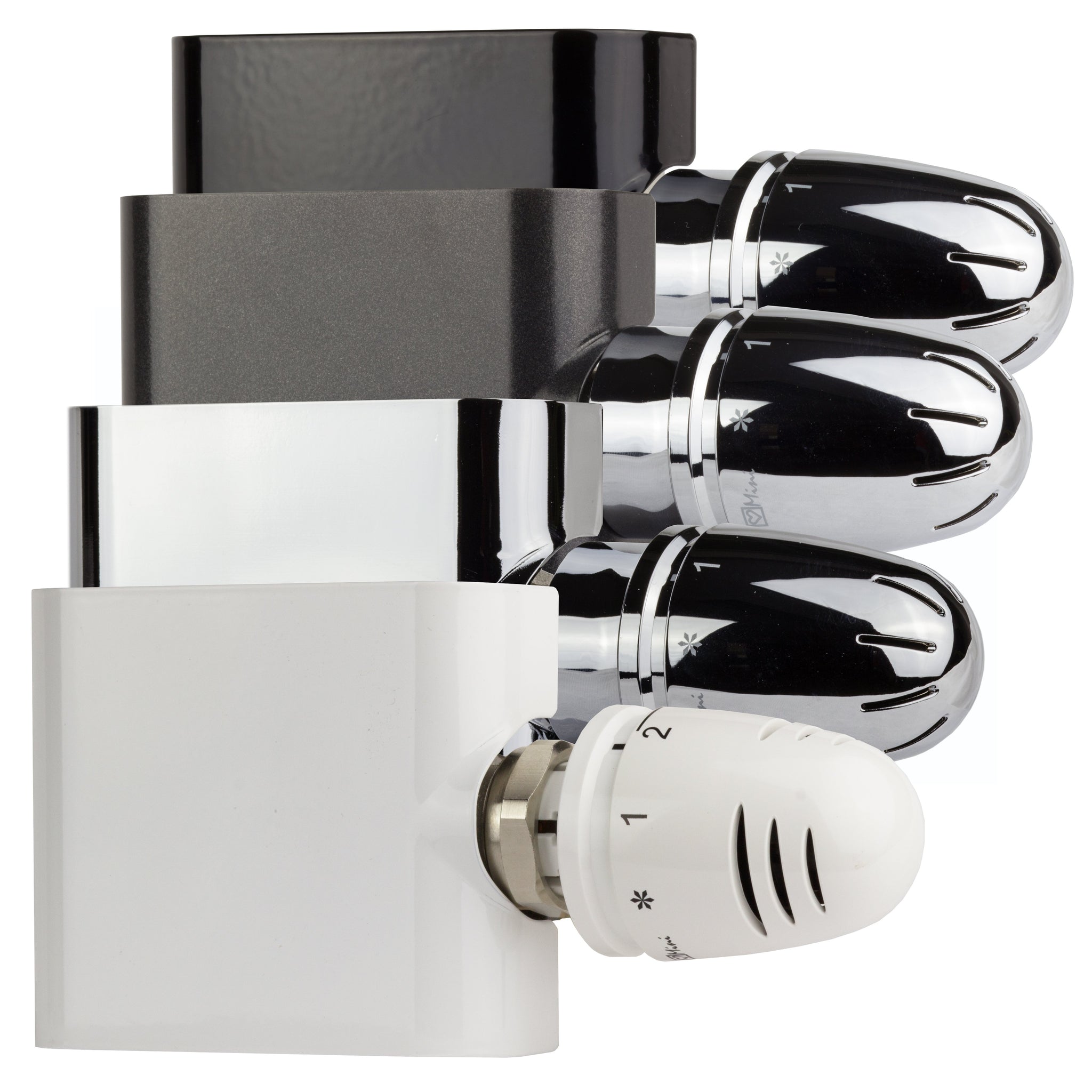 Anschlussset für Badheizkörper mit Mittelanschluss Multiblock Zweirohr Einrohr System Hahnblock Set inkl. Thermostatkopf alle Farben - heizkoerper.shop